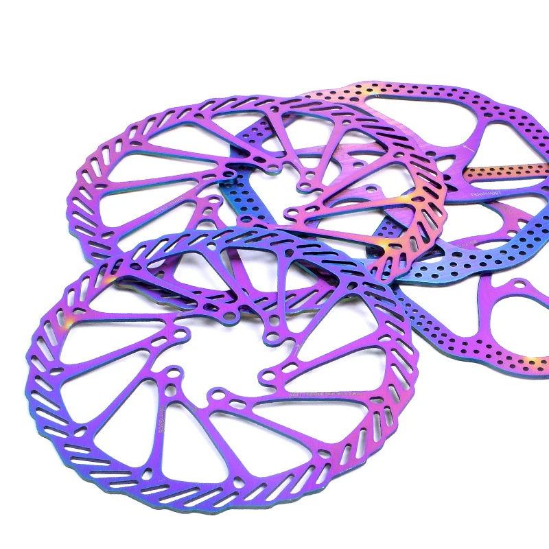 Vibrant Colorful Hollow Disc Brake Rotor for Bicycles and Scooters - Versatile Sizes Available