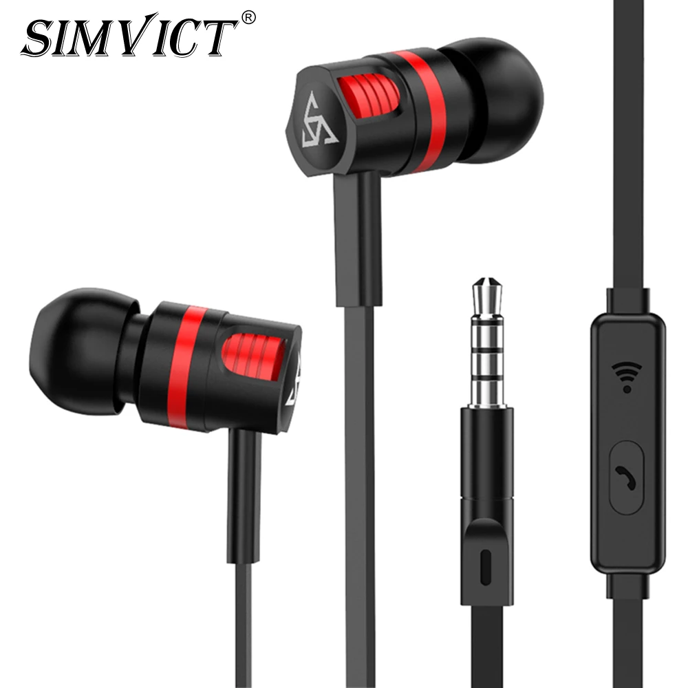 Оригинальные наушники SIMVICT T2 проводные для бега оригинальные с микрофоном