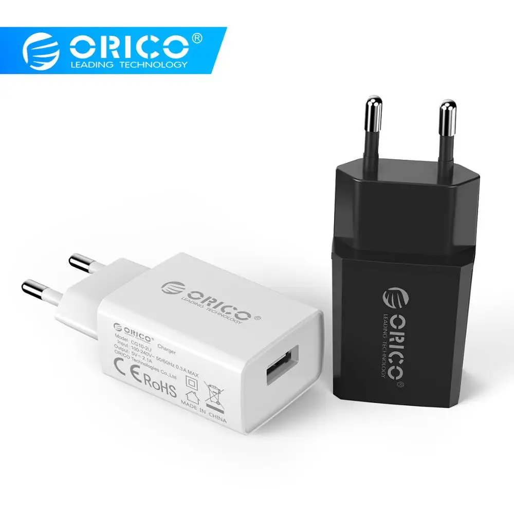 

ORICO Mobile Phone Charger 5V1A 5W 5V2A 10W USB Travel Charger Portable Wall Adapter EU Plug Black/White