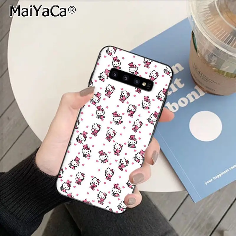 MaiYaCa милый розовый чехол с рисунком hello kitty для телефона samsung S9 S9 plus S6 edge plus S7 S7edge S8 S8plus S10 S10 plus - Цвет: A14