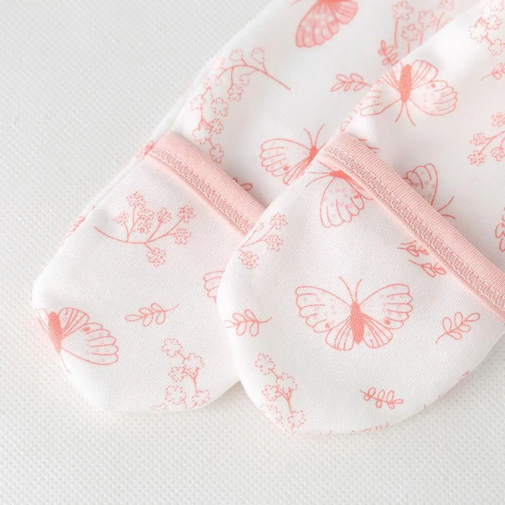 COBROO/комплект из 2 предметов для маленьких девочек, спальное место с рукавицами, хлопок, пижама для новорожденных с бабочкой