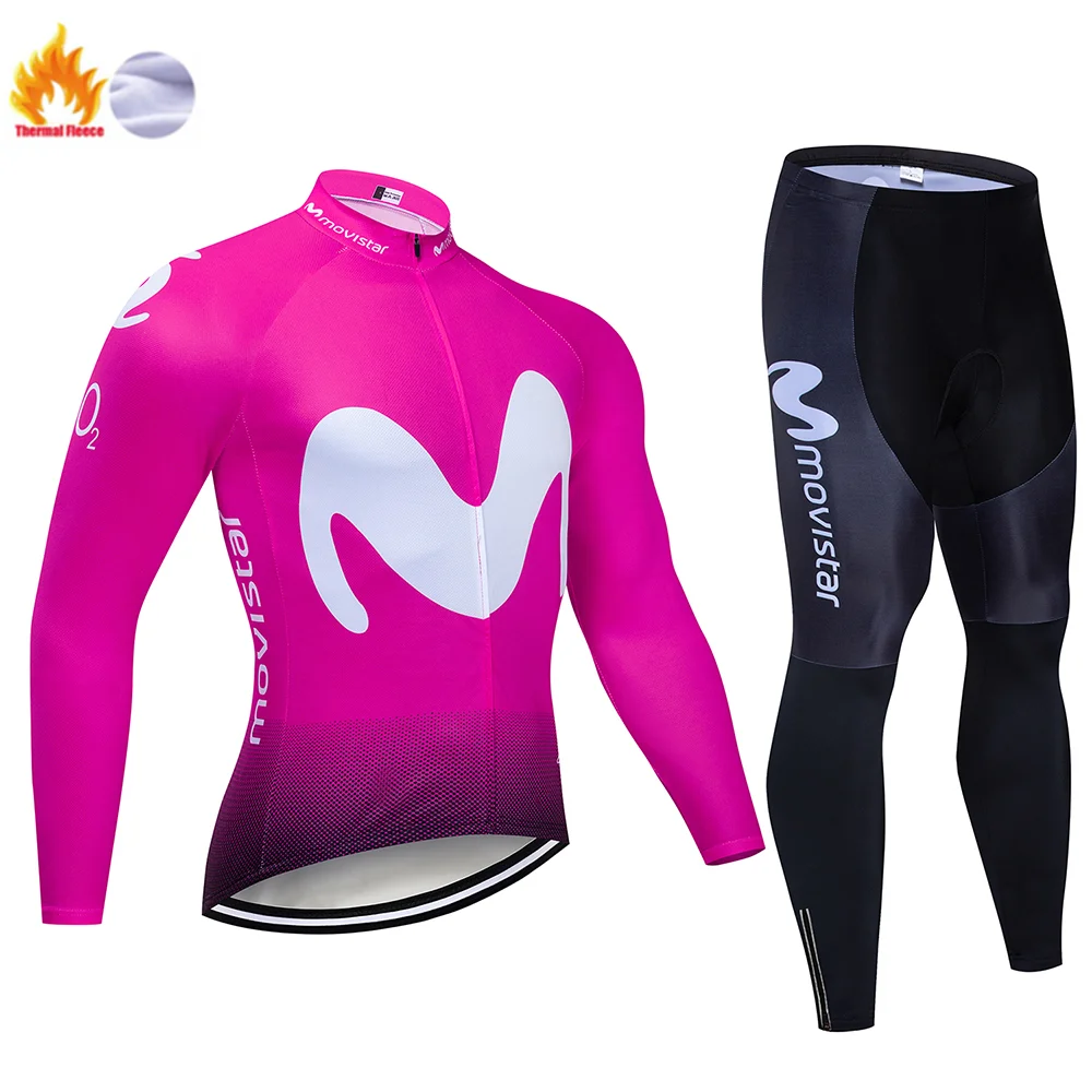 Cycling suit Movistar зимний теплый флисовый комплект с длинным рукавом для велоспорта, Мужская одежда, одежда для велоспорта, одежда для велоспорта, Майо Ropa Ciclismo - Цвет: Cycling suit
