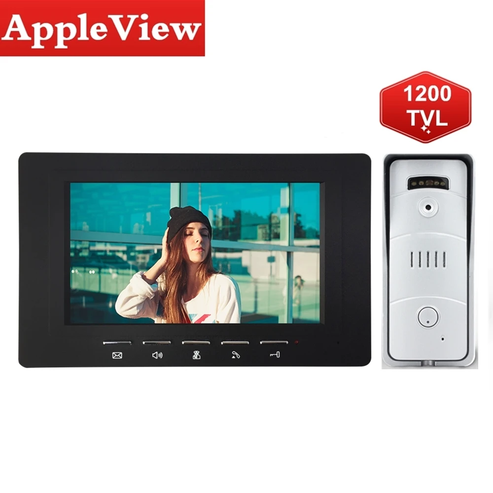 

7 inch Video Doorbell Visual Intercom System With Waterproof Outdoor IR Sensor 1200TVL Camera
