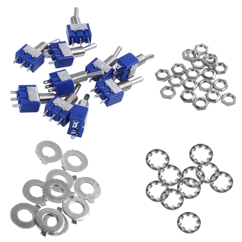 10 шт. AC 125V 5A SPDT ВКЛ-ВЫКЛ-ВКЛ. Миниатюрный тумблер синий