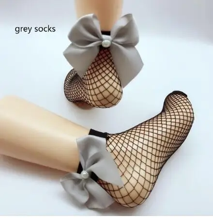 Femininas com Laço de Malha Curtas de Malha com Detalhes de Renda e Laço de Tecido de Peixe Verão em Tamanho Meias Peixe Moda Único 50 Pares - 100 Pçs de 7 curtas de malha com detalhes de renda