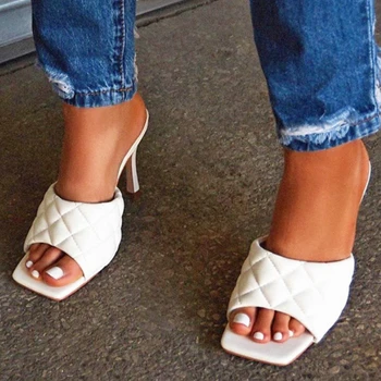 

Summer Women Thin High Heel Platform Sandals Plaid Peep Toe Pu Leather 2020 Fashion Wedding Dress Ladies Shoes Zapatos De Mujer