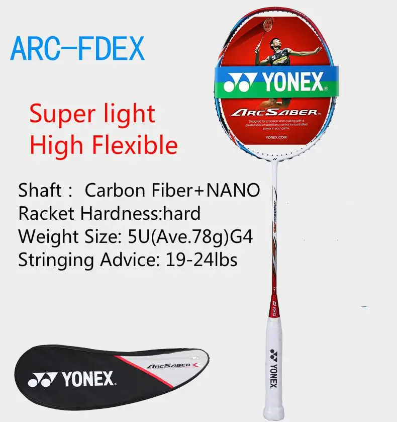 Только 78 г! Подлинная Yonex Arc Fd ракетка для бадминтона Yy супер легкий карбоновый Raquete 5u Raquette De Badminton - Цвет: ARC FD