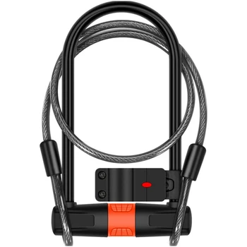 

Bicycle U-Lock with Cable,Alloy Steel Cable Lock and Cable, U-Lock, Bicycle Battery Car, Motorcycle Car Lock, Anti-Theft Lock, A