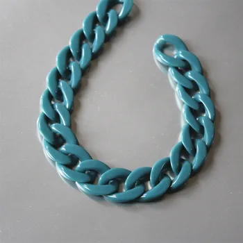 

80pcs Solid Vintage Blue Acrylic Curb Chain Links,Plastic Curb Chain Links, Open Link per Size 23mmx16mm