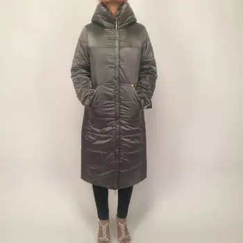 

women winter coat parka jacket hooded High-grade fabric Camel cotton warm new fashion zipper look figure flattering 832-7