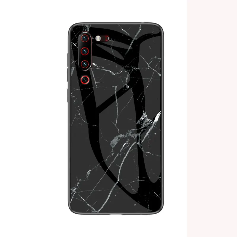 Для lenovo Z6 Pro Lite Z5S чехол с мраморным глянцевым закаленным стеклом Мягкий Силиконовый противоударный жесткий чехол для телефона для lenovo Z6Pro 5G чехол - Цвет: Черный