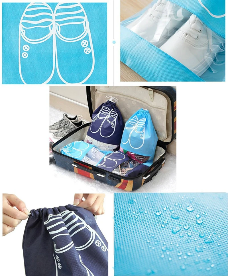 10 шт. сумка для хранения обуви, дорожная сумка-Органайзер на шнурке, водонепроницаемый карман для одежды, секретная сумка для хранения, нетканый шкаф, подвесная сумка