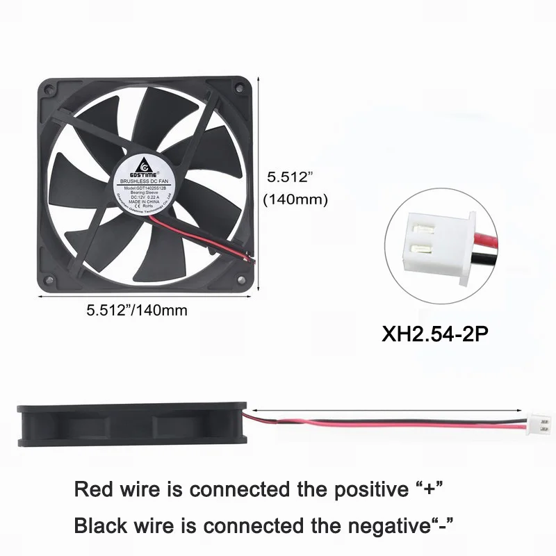 1 шт. охлаждающий вентилятор для корпуса ПК Gdstime 140 мм 12 В 2pin 140x140x25 14025 14 см|pc cooler|cooling