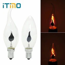 ITimo светодиодный лампочка эдисона E14 E27 3W огненное освещение винтажный мерцающий эффект Вольфрамовая новая свеча лампа оранжевый красный