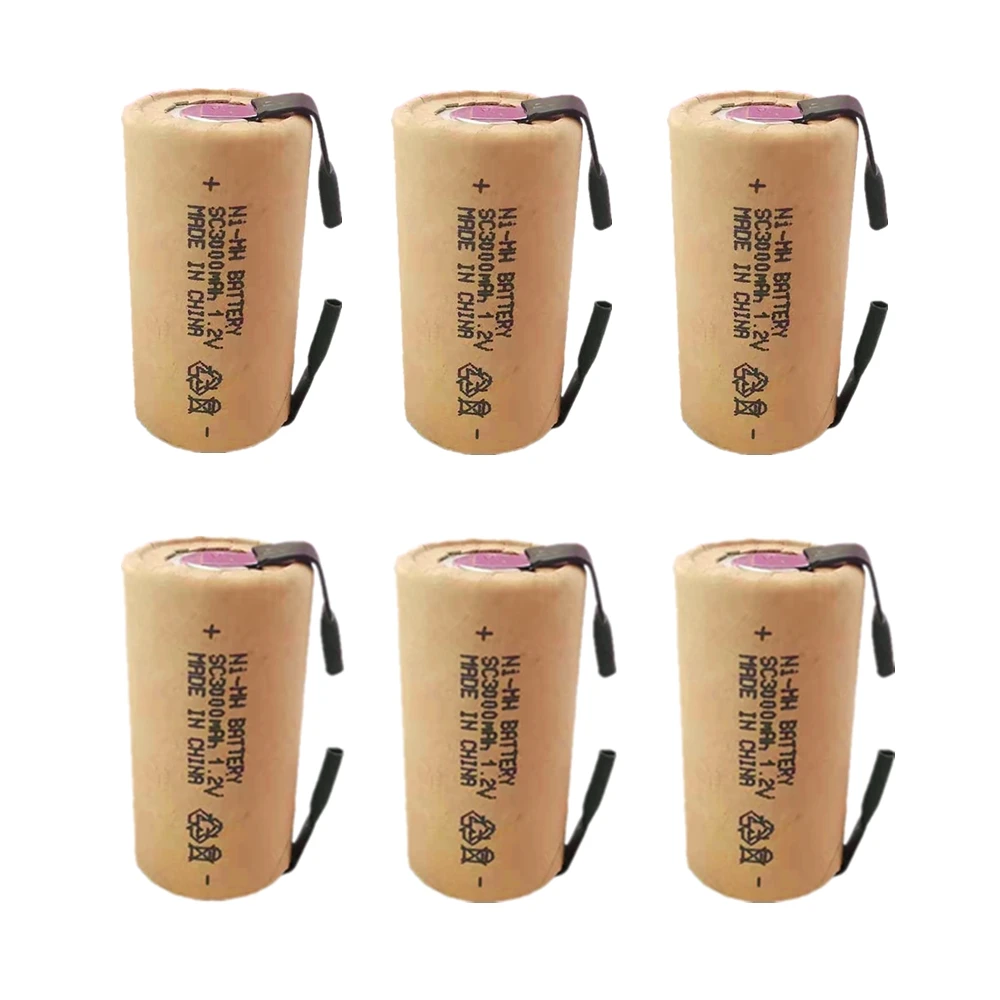 Высокое качество 6 шт. Ni-MH SC3000mAh с вкладками батарея 1 2 V 10C аккумуляторные батареи