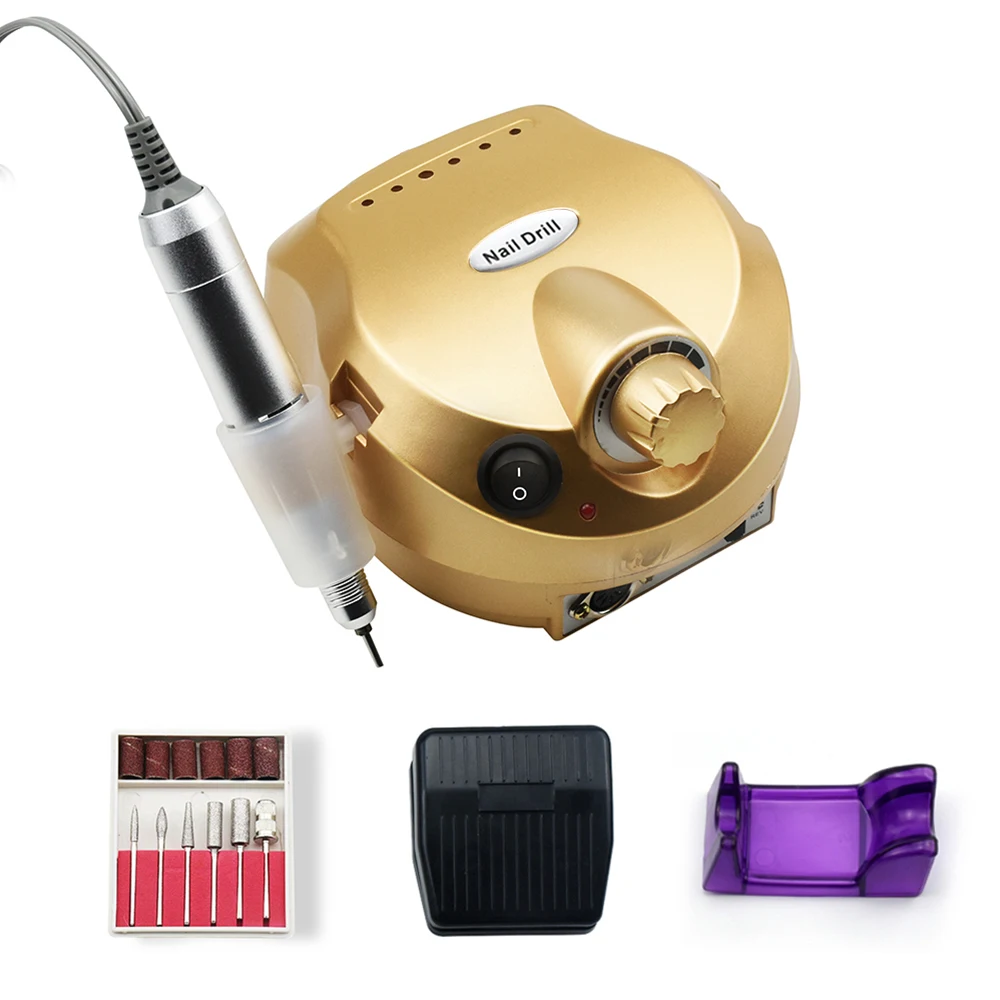 

35000RPM Pro Electric Nail Drill Machine for Manicure Pedicure Accessory Kit Anti-Burning Cover Handle With 6 Nail Drill bit