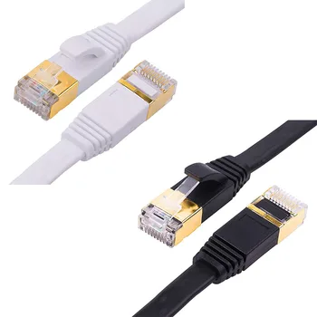 

Cat-7 Ethernet Cable Flat with Cable Clips, Shielded RJ45 Connectors, High Speed 10 Gigabit LAN Network Patch Cable, Faster Than