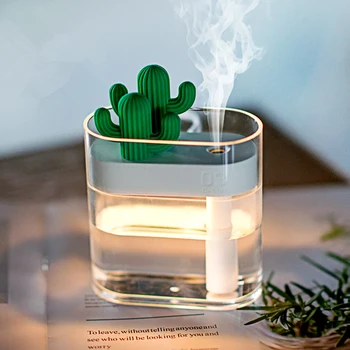 

Ultrasonic Air Humidifier Clear Cactus Color Light USB Essential Oil Diffuser Car Purifier Aroma Diffusor Anion 160ML