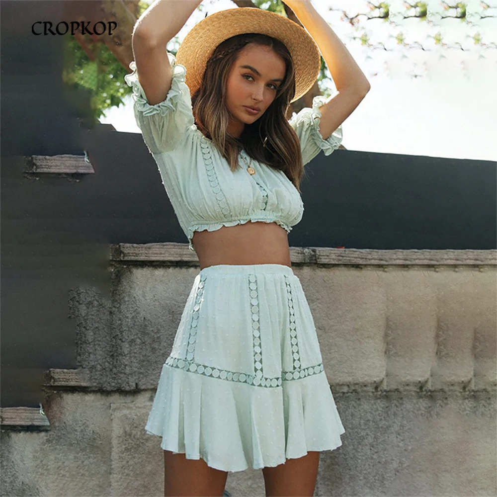 Women Skirt Sexy Puff Sleeve 