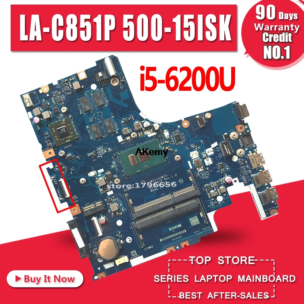 500-15 LA-C851P mainboard for Lenovo IdeaPad 500-15ISK laptop motherboard I5-6200U CPU R7 GPU original Tested