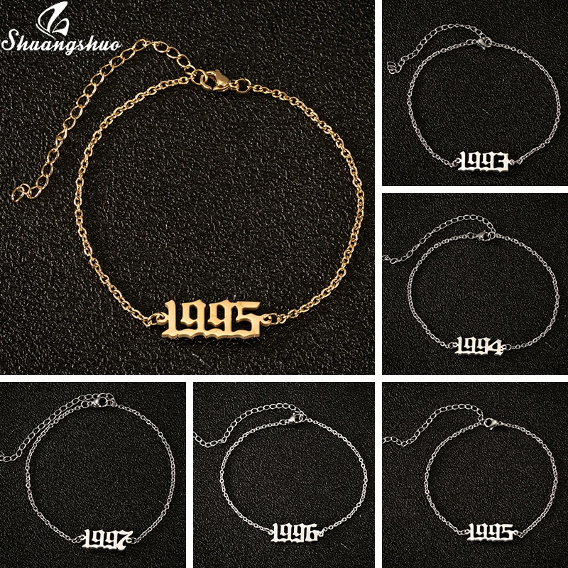 Date Of Birth Number Year Anklets for Women 1980 1981 1982 1983 1984 1985 1986 1987 Stainless Steel Ankle Bracelet Women Jewelry Date Of Birth Number Year Anklets for Women 1980 1981 1982 1983 1984 1985 1986 1987 Stainless Steel Ankle Bracelet Women Jewelry