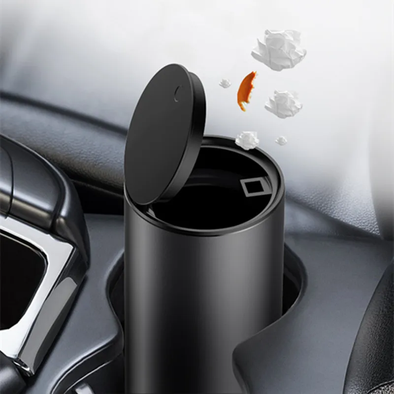 Car Trash Can Alloy Garbage Can Car Dustbin Waste Rubbish Bin Storage Holder Bag Interior Accessories With Garbage Bag