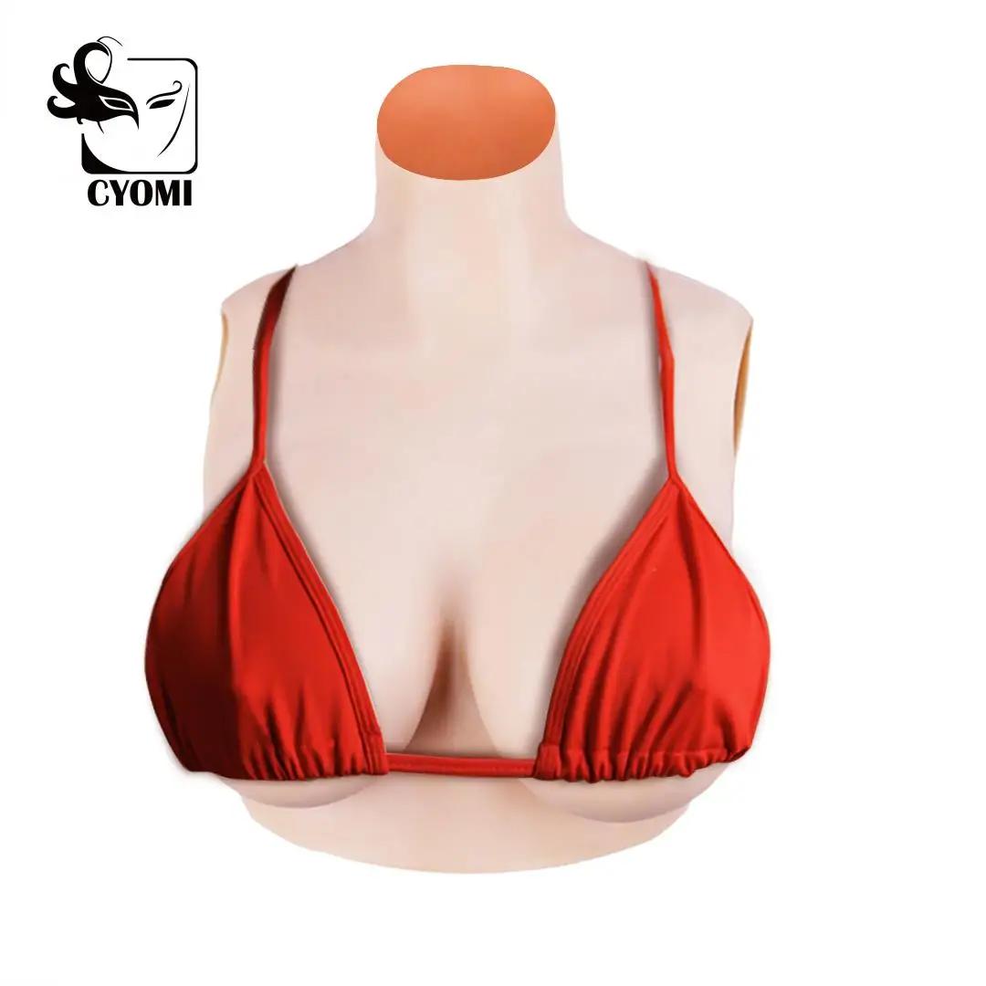 

CYOMI 75D High Collar Neck Cosplay Fake Boobs Realistic Silicone Breast Forms for Crossdresser Shemale Drag Queen Transgender