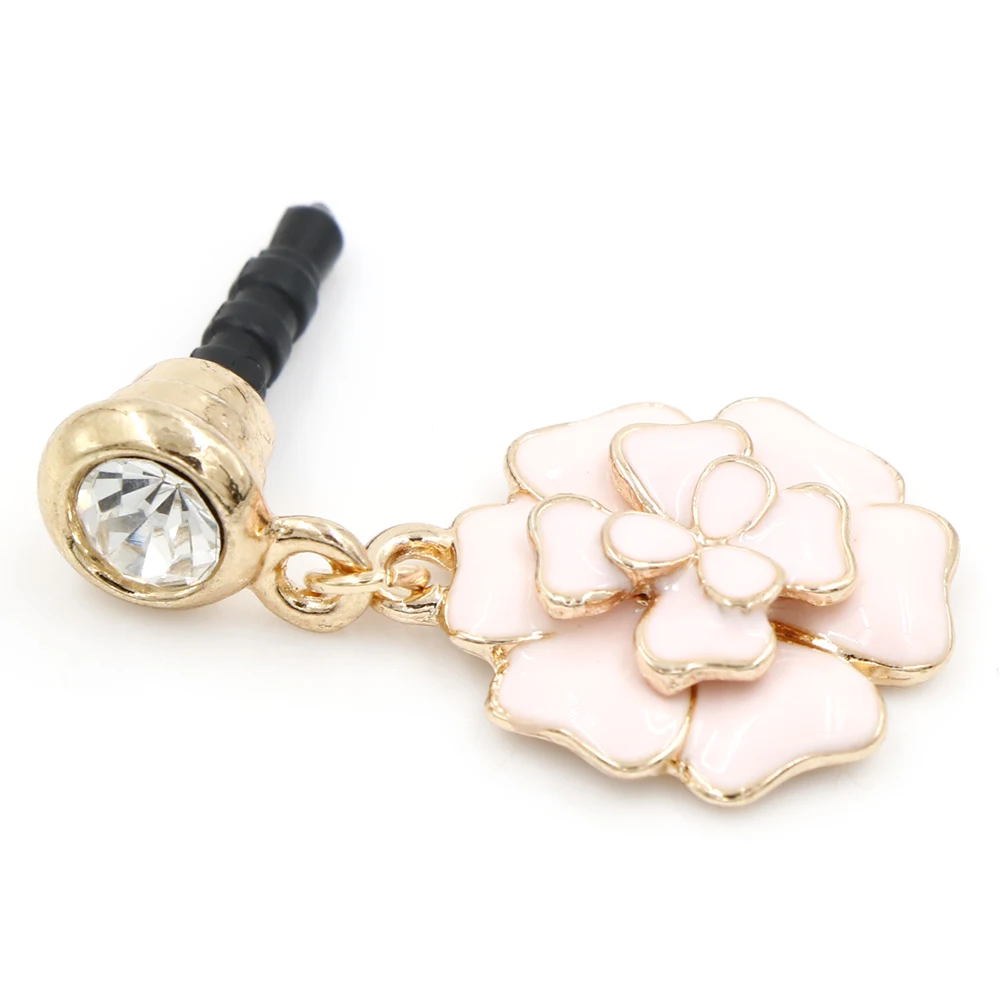 Lovely Camellia Flower Anti Dust Stopper Earphone Jack Plug Cap For Moblie Phone 3.5mm dust plug