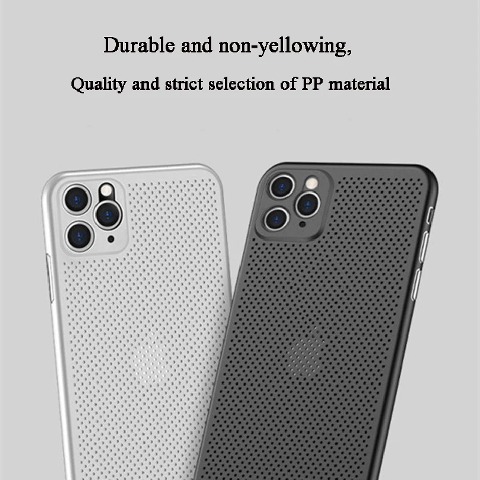 Heat Dissipation Breathable Cooling Case For iPhone 13 12 11 Pro Max XR XS X 8 7 Plus SE 2022 12Pro PP Plain Color Coque Capinha 13 pro cases