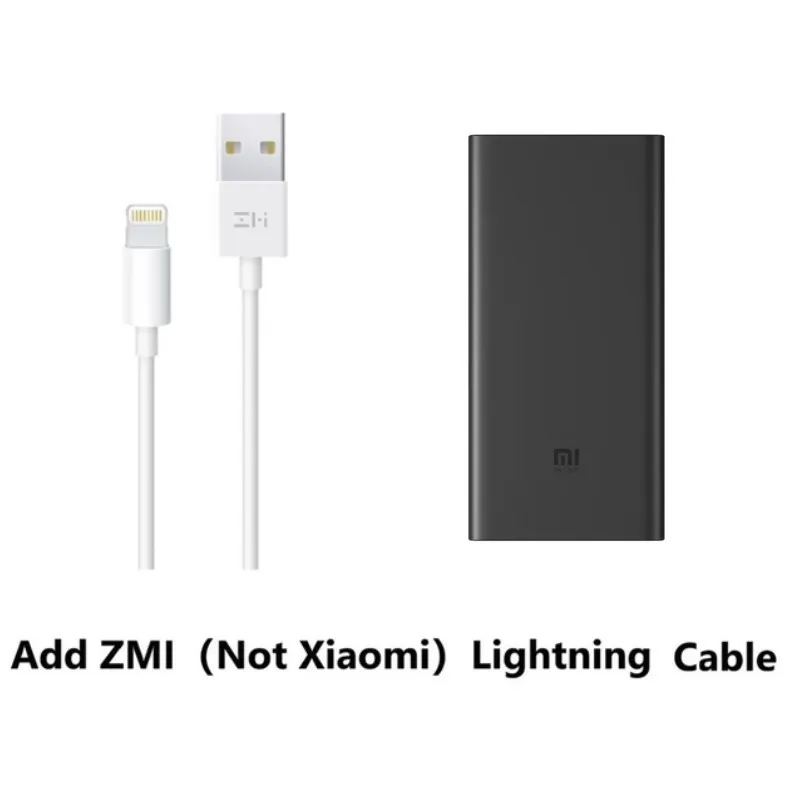 Xiao mi беспроводной внешний аккумулятор 10000 мач PLM11ZM usb type C mi внешний аккумулятор 10000 Qi быстрое беспроводное зарядное устройство портативная зарядка повербанк - Цвет: Add Lightning Cable