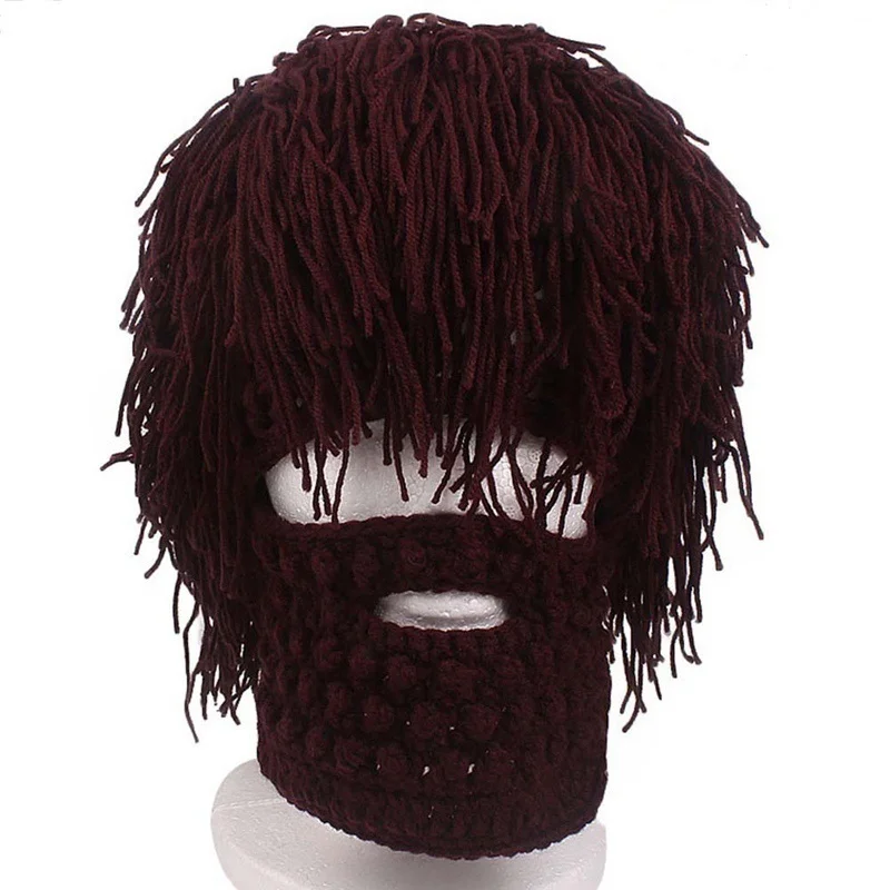 Вязаная мужская зимняя вязаная шляпа с усами Beanies Face Tassel маска велосипедиста Лыжная теплая шапка забавная шапка подарок