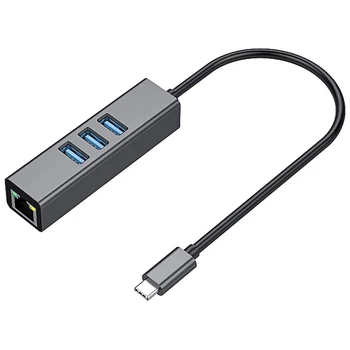 

USB-C to Ethernet Adapter with 3 USB Port, Type C Hub with RJ45 Ethernet Network M Ultiport 4-In-1