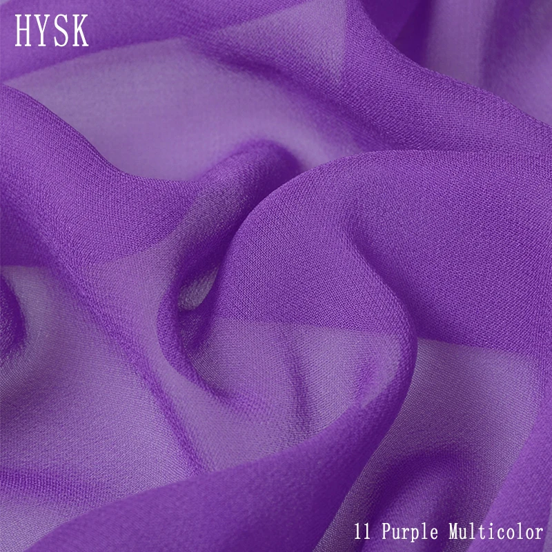 Hysk Real Silk Chiffon Fabric Purple Solid 11 Multicolor Italy Wash