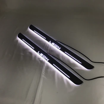 

Acrylic door sill plate strip with led decorative welcome light door scuff for seat Leon