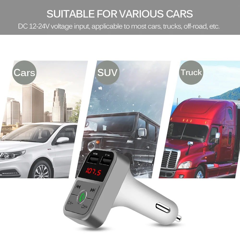 Автомобильное зарядное устройство KEBIDU с двумя USB, Bluetooth, громкая связь, аудио приемник, дисплей напряжения, автомобильный комплект, зарядное устройство для мобильного телефона, Авто mp3-плеер