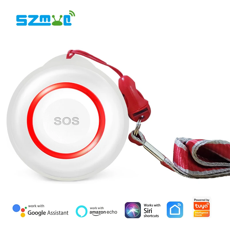 Battery Powered WiFi Wireless Smart Life Wearable Tuya Smart Emergency Calling Panic Button