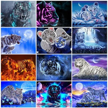 

HUACAN Full Drill Diamond Painting Tiger Embroidery Animal Mosaic Handmade Home Decor Diamond Art Gift