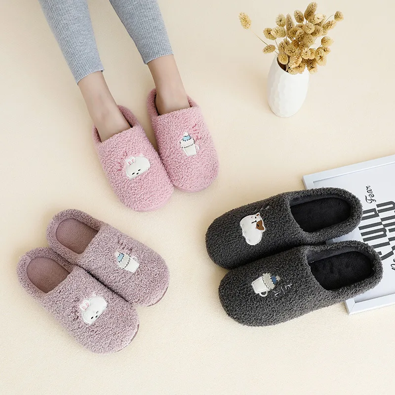 Мужские тапочки, зимние женские милые домашние тапочки, Zapatilla Mujer, теплая обувь на плоской подошве с рисунком, домашние тапочки для влюбленных, T105