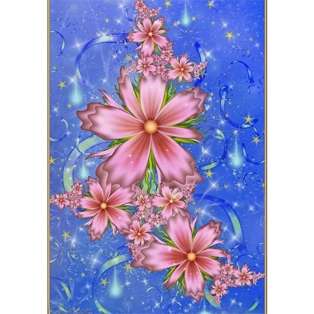 

Full Drill Five D Diamond Painting Embroidery Pink Flower Diamond Mosaic Beautifull Inerest