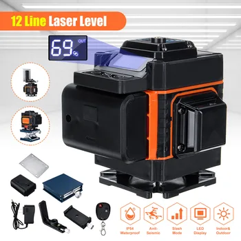 

3D 12 Lines Laser Level Levels Auto Self Leveling 360 Rotary Measure Horizontal Vertical Cross LED Display Powerful Green Laser