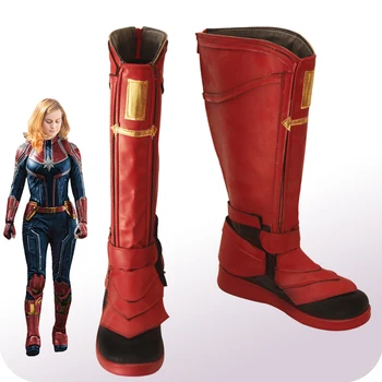 

Costumebuy Avengers: Endgame Captain Marvel Cosplay Carol Danvers Boots Red Shoes Party Cosplay Show Boots Halloween Custom Made