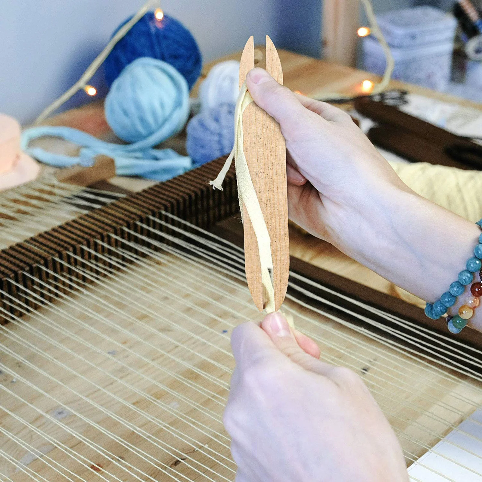 7pcs/set Wood Weaving Shuttle Crochet Needle Hand Loom Stick Tapestry Knitting DIY Craft Tools Wood Loom Comb Braided Tools