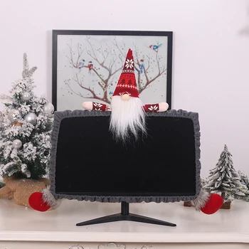 

Christmas Decorations for Home 3D Cartoon Forest Old Man Computer Dust Cover New Year Computer Xmas Decoration-Gray