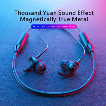 

Bluetooth 5.0 Earphones Sports Headset Sports Earbud Neckband Stereo Headset Bass Hanging Neck Metal Magnet Bluetooth Headset