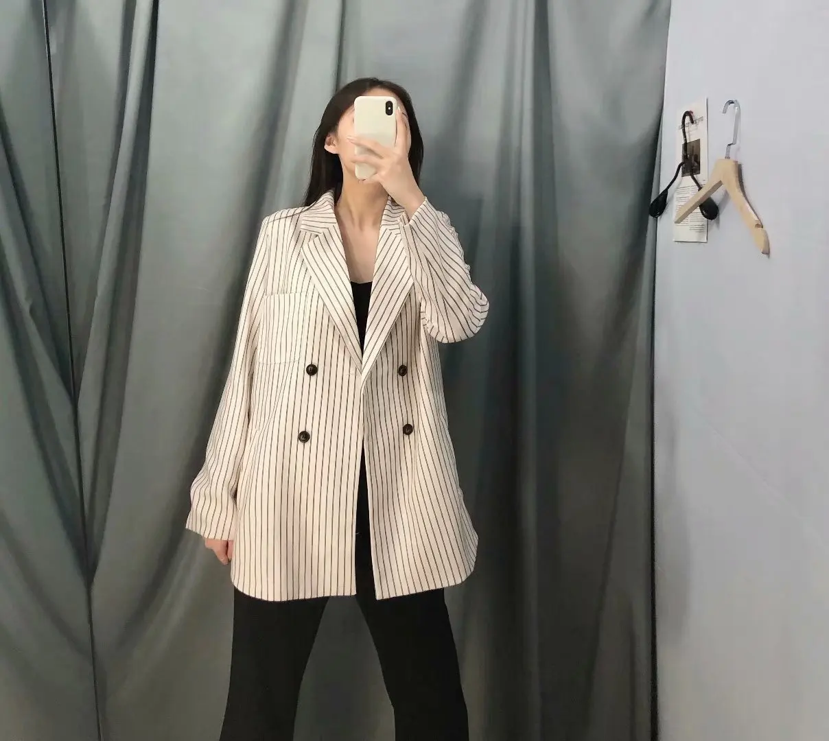 

Summer New Style Europe And America WOMEN'S Dress-Style Stripes Double Breasted Lace-up Suit Coat W1301