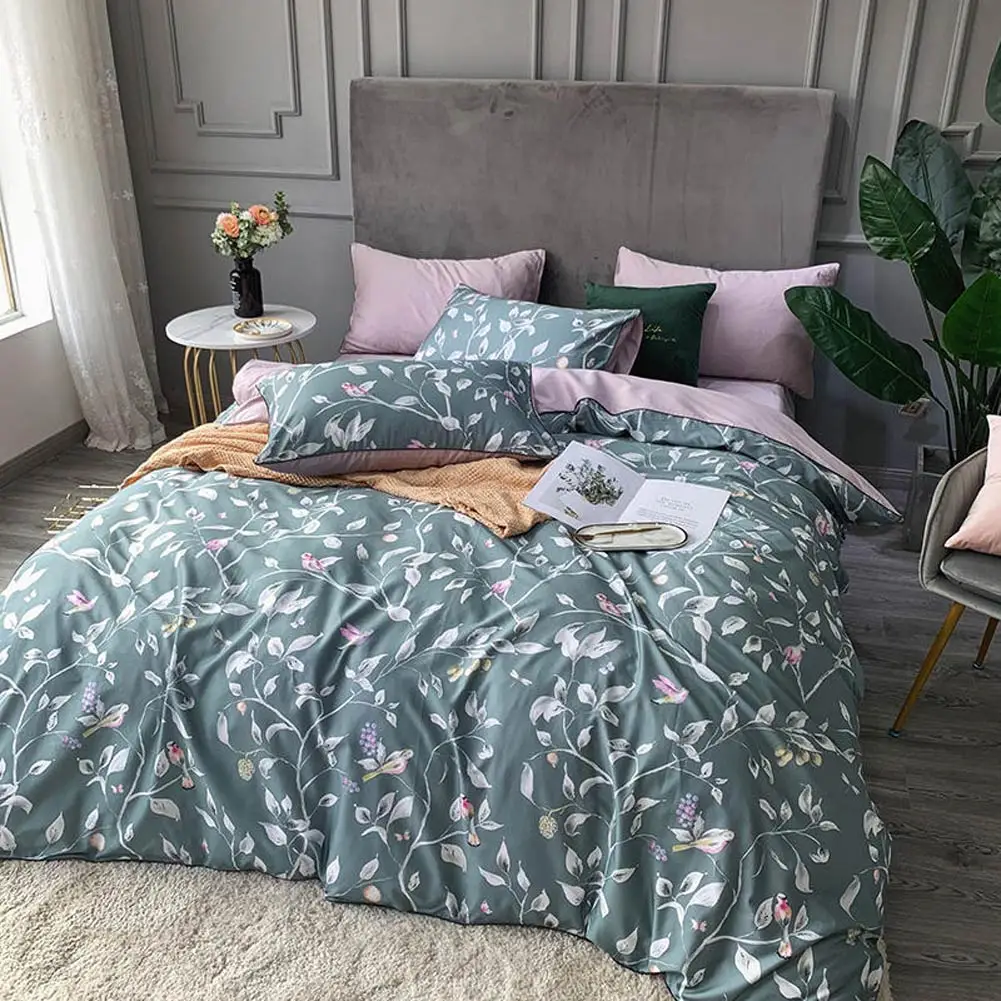 

Svetanya 100 Egyptian Cotton Bedding Set Plants Printed Linens Sheet Pillowcase Comforter Cover