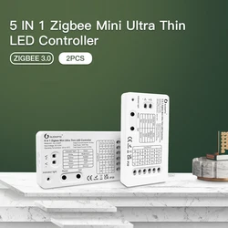 2PCS Gledopto Zigbee 3.0 Smart DC5-24V Pro 5 in 1 Mini LED Controller RGBCCT/RGBW/RGB/CCT/Dimmer Fit For TV Background Lighting