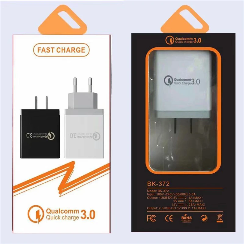 3 порта быстрое зарядное устройство QC 3,0 USB зарядное устройство для iphone X 7 8 ipad быстрое зарядное устройство QC3.0 вилка Европа/США для samsung S8 зарядка мобильного телефона