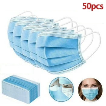 

50PCS Non-woven fabric Outdoor One-off Face Mouth Cover Ptotective Shield Breathable Anti-haze Allows Easy Breathing
