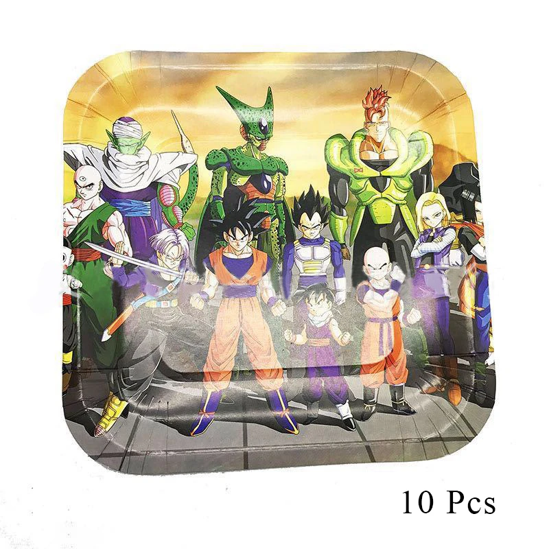 Square plate x 10 Dragon Ball Z Son Goku вечерние декоративные столовые принадлежности бумажный стаканчик, тарелка, тканевые Детские шары для душа, детские товары для дня рождения AH10 - Цвет: Square plate x 10